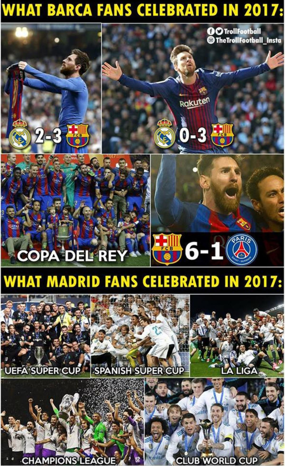 Fan Real khiến Barca 'bẽ mặt' với tấm ảnh 'những khoảnh khắc ăn mừng của năm 2017' Ảnh 1