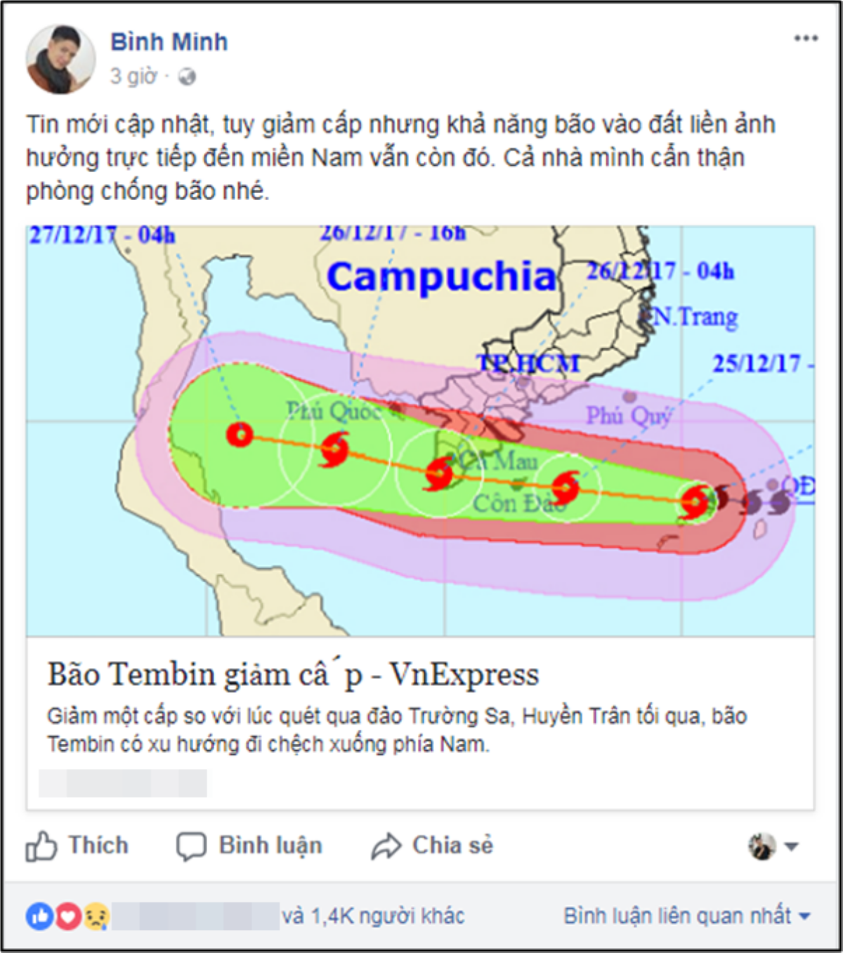 Sao Việt liên tục cập nhật tình hình 'siêu bão' Tembin, cầu bình an cho miền Nam Ảnh 14