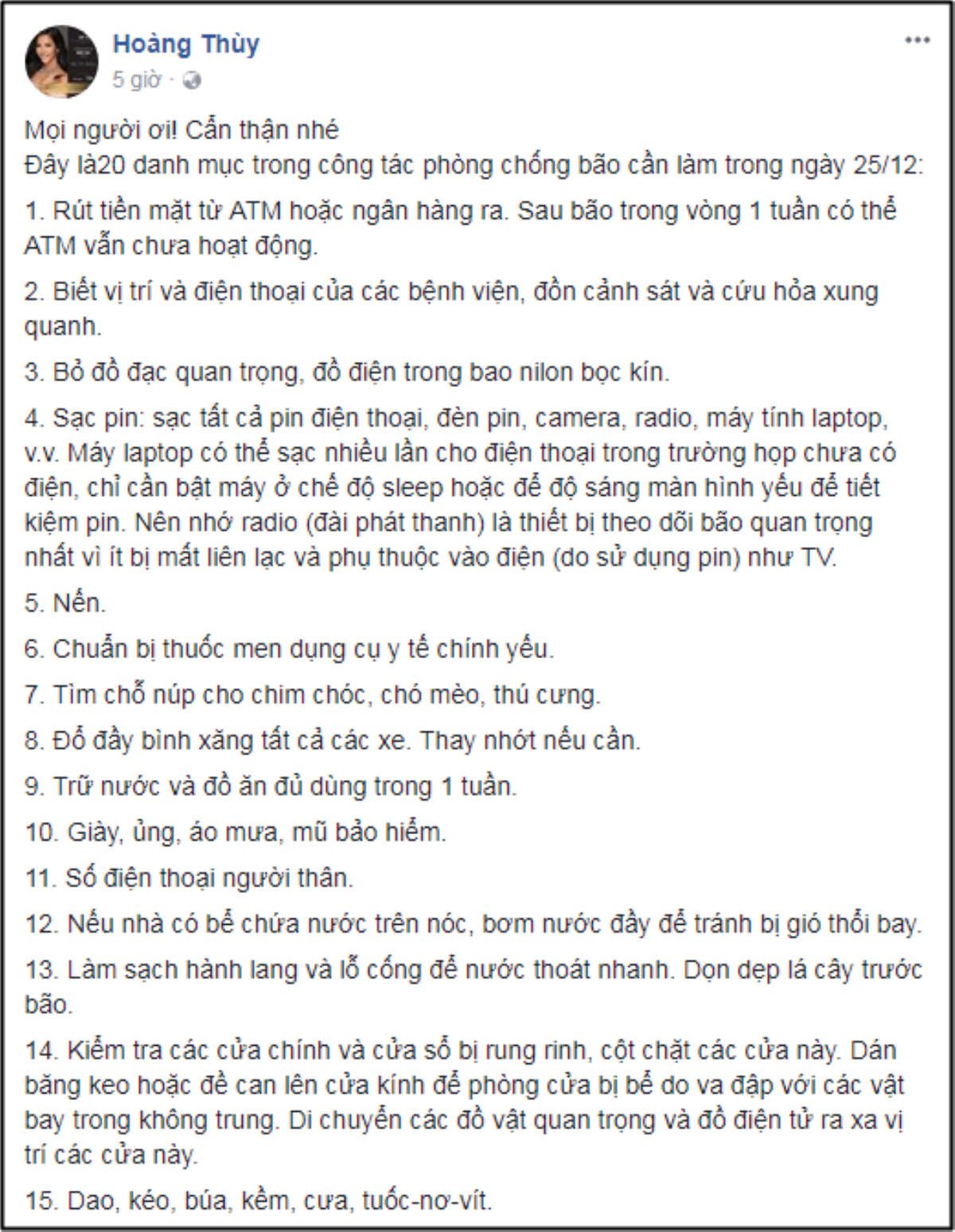 Sao Việt liên tục cập nhật tình hình 'siêu bão' Tembin, cầu bình an cho miền Nam Ảnh 4