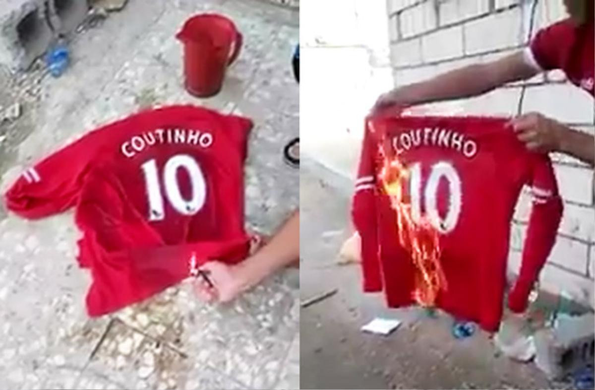 Clip: Fan Liverpool tức giận đốt áo của Coutinho Ảnh 1