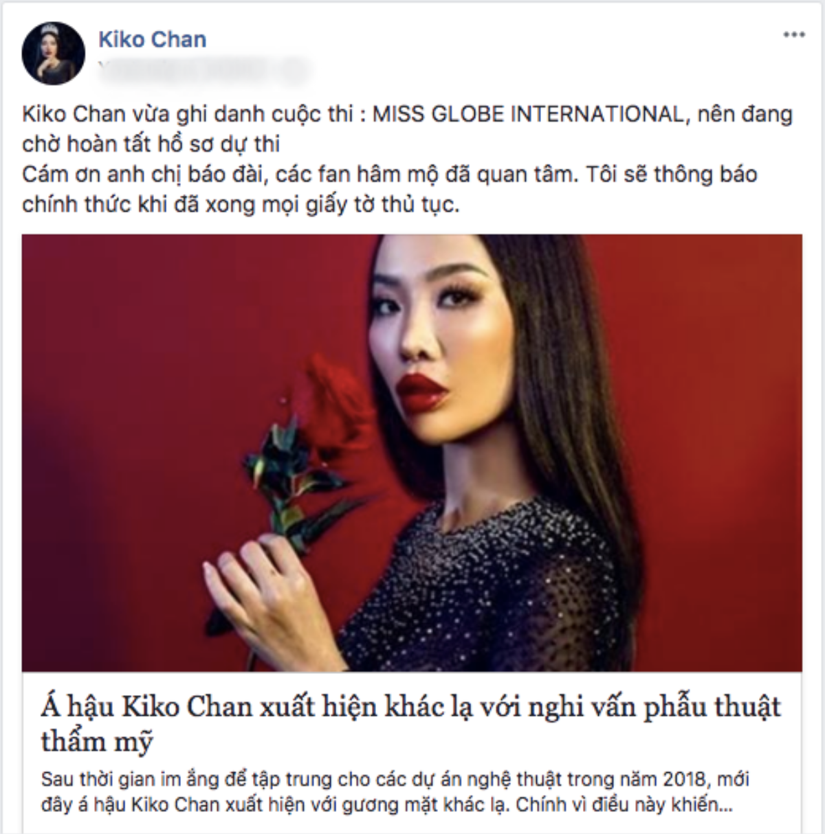 Kiko Chan bị tố gian dối khi công bố ghi danh tại Hoa hậu Hoàn cầu 2018? Ảnh 3