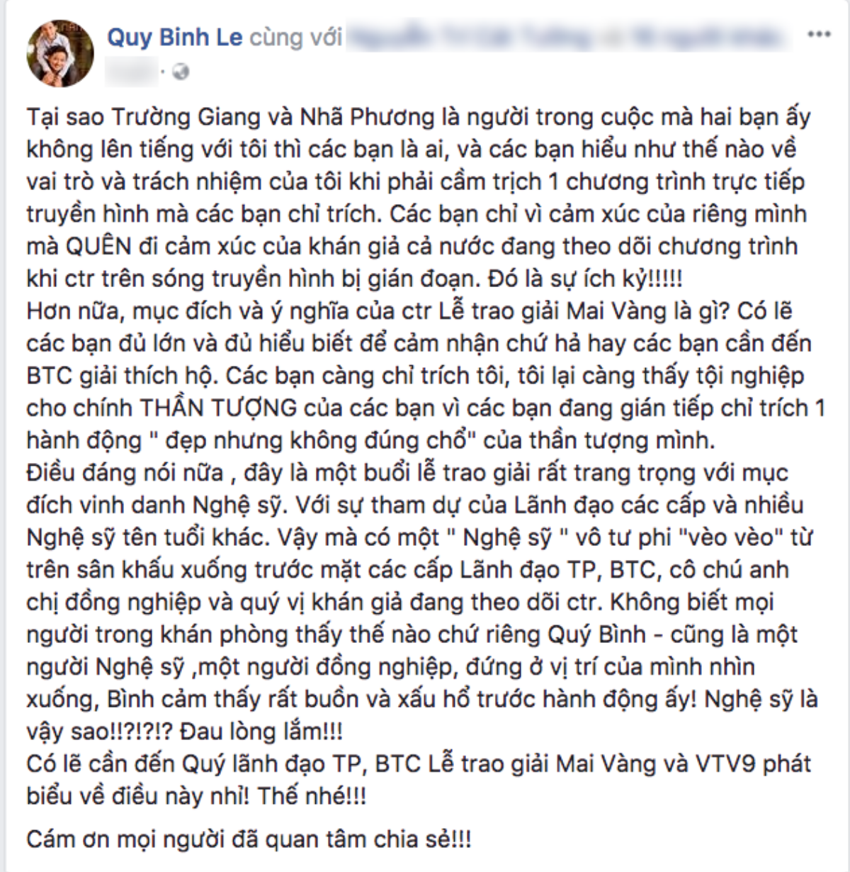 Quý Bình bức xúc nói về màn cầu hôn của Trường Giang: 'Cảm thấy rất buồn và xấu hổ trước hành động ích kỷ ấy' Ảnh 1