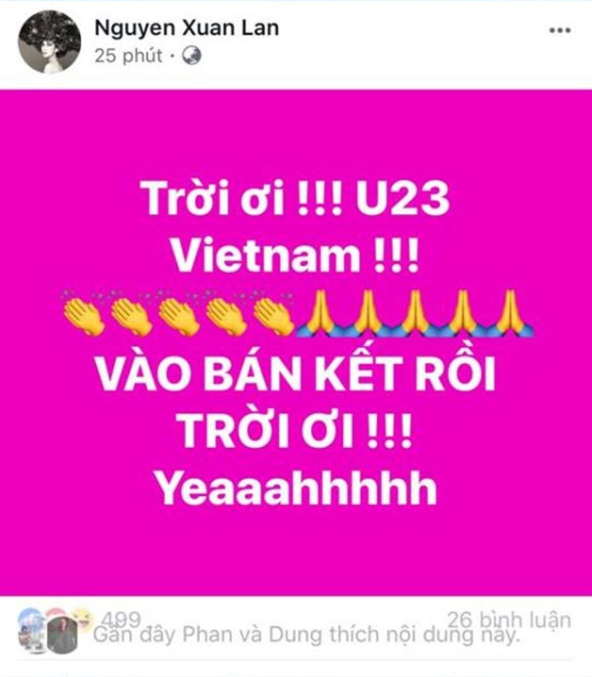 Sao Việt đồng loạt 'ăn mừng' U23 Việt Nam lần đầu vào bán kết giải châu Á trên Facebook Ảnh 18