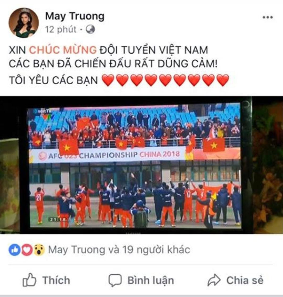 Sao Việt đồng loạt 'ăn mừng' U23 Việt Nam lần đầu vào bán kết giải châu Á trên Facebook Ảnh 22