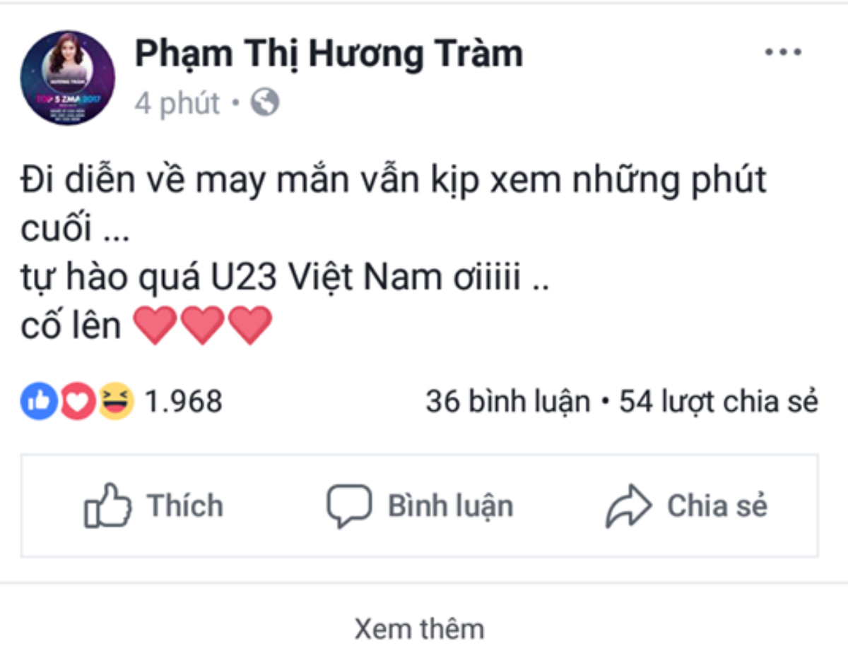 Sao Việt đồng loạt 'ăn mừng' U23 Việt Nam lần đầu vào bán kết giải châu Á trên Facebook Ảnh 25