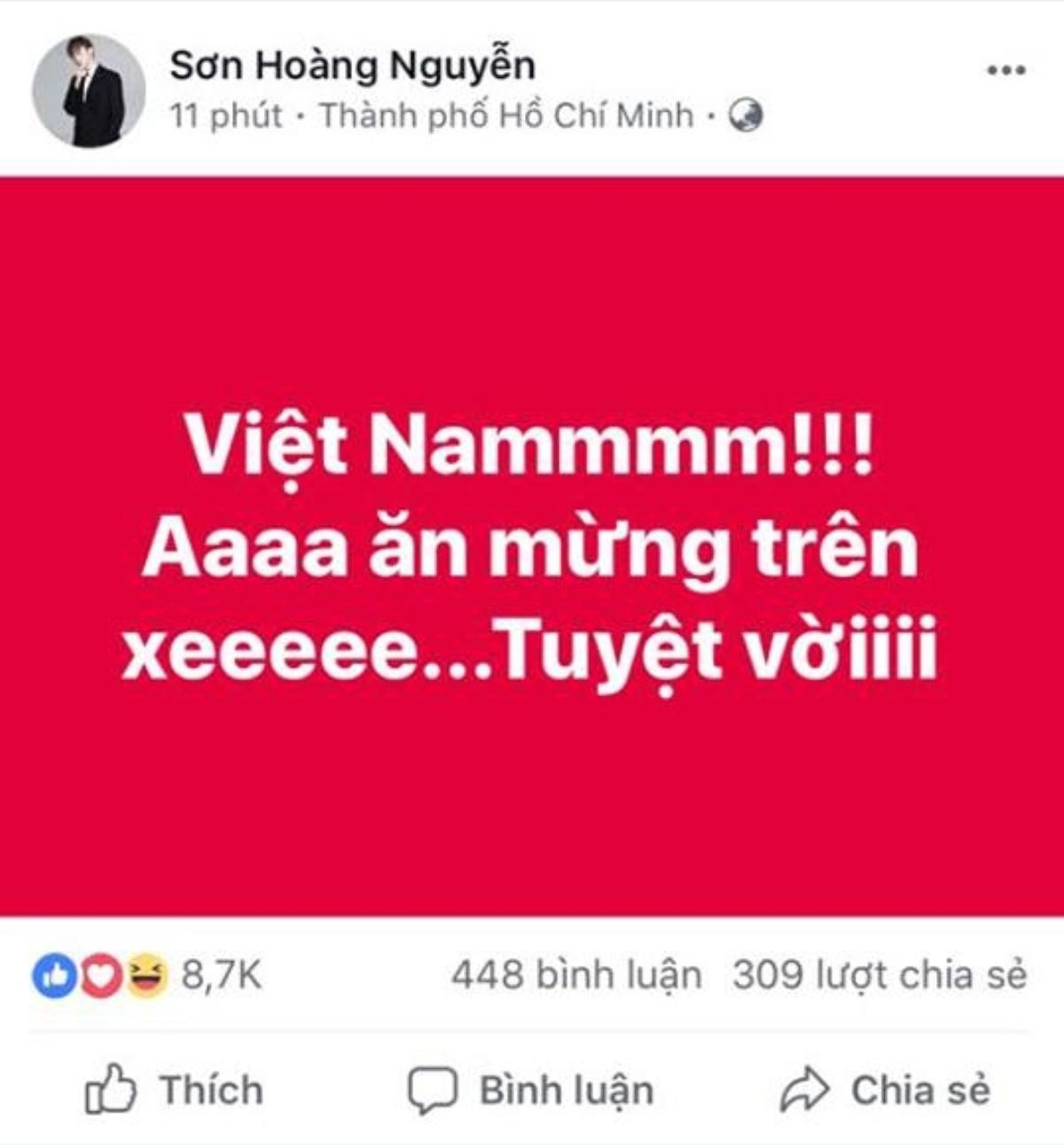 Sao Việt đồng loạt 'ăn mừng' U23 Việt Nam lần đầu vào bán kết giải châu Á trên Facebook Ảnh 2