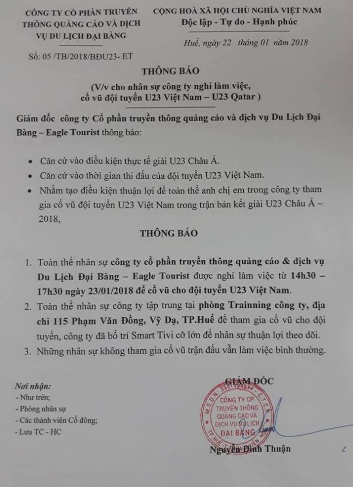 'Sếp nhà người ta' tâm lý chưa kìa: Cho nghỉ làm để xem bán kết, nghỉ thêm 1 ngày nếu U23 Việt Nam thắng Ảnh 5