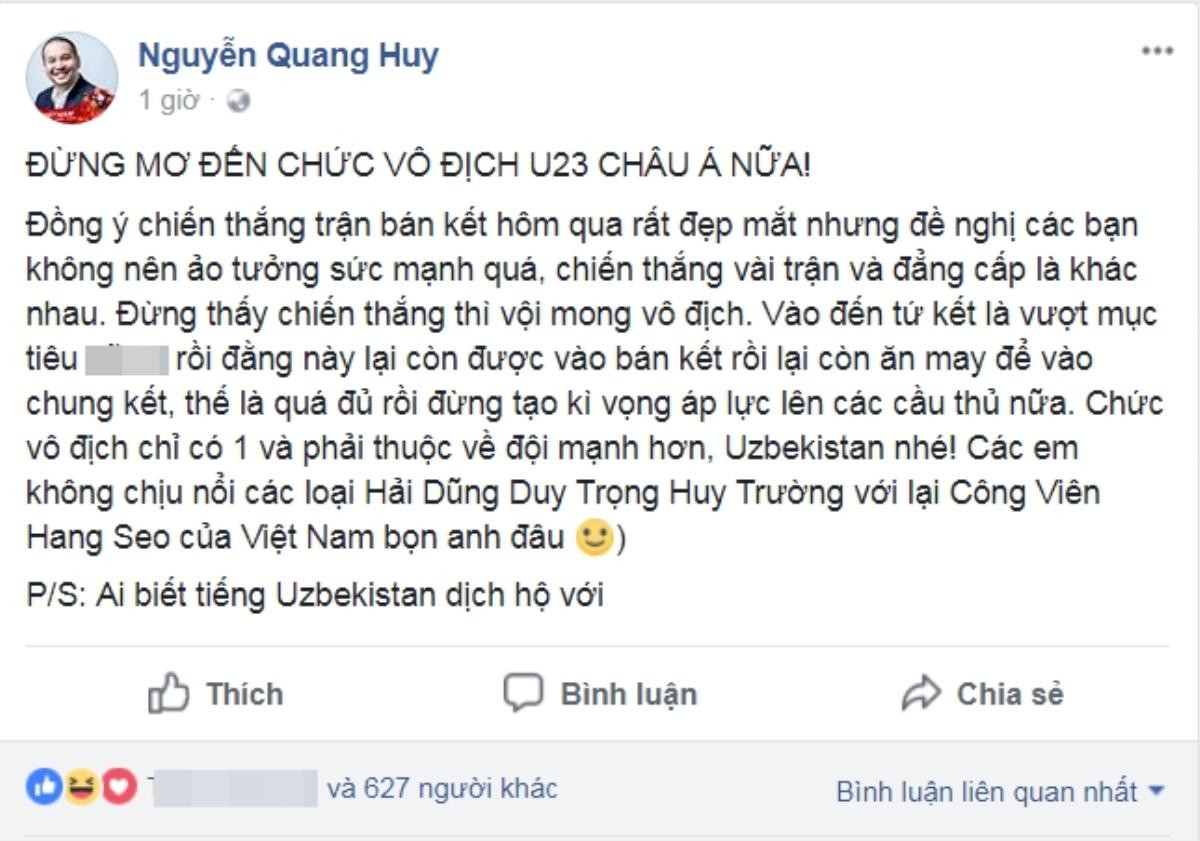 Bầu show cũ của Sơn Tùng M-TP nhắn nhủ Uzbekistan: 'Vào chung kết là ăn may, đừng mơ đến chức vô địch châu Á' Ảnh 1