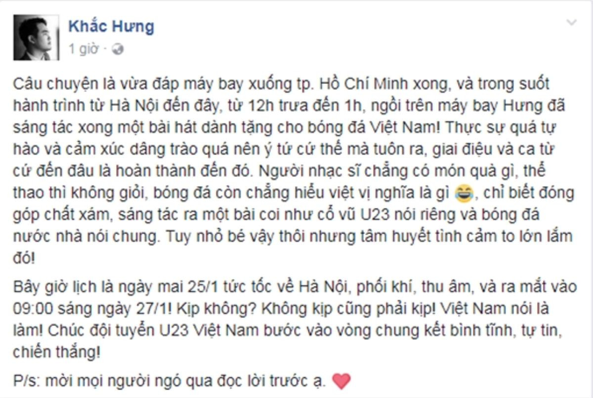 Giữa 'bão' tiền thưởng, Khắc Hưng cũng có ‘món quà’ từ… máy bay dành tặng U23 Việt Nam Ảnh 1