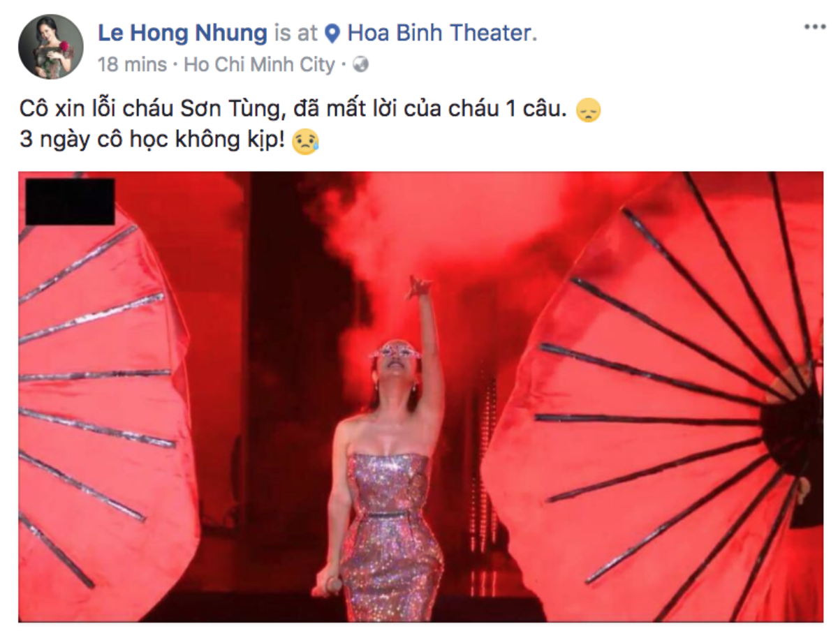 Cực đáng yêu: Diva Hồng Nhung xin lỗi ‘cháu Sơn Tùng’ vì không thuộc lời ‘Lạc trôi’ Ảnh 6