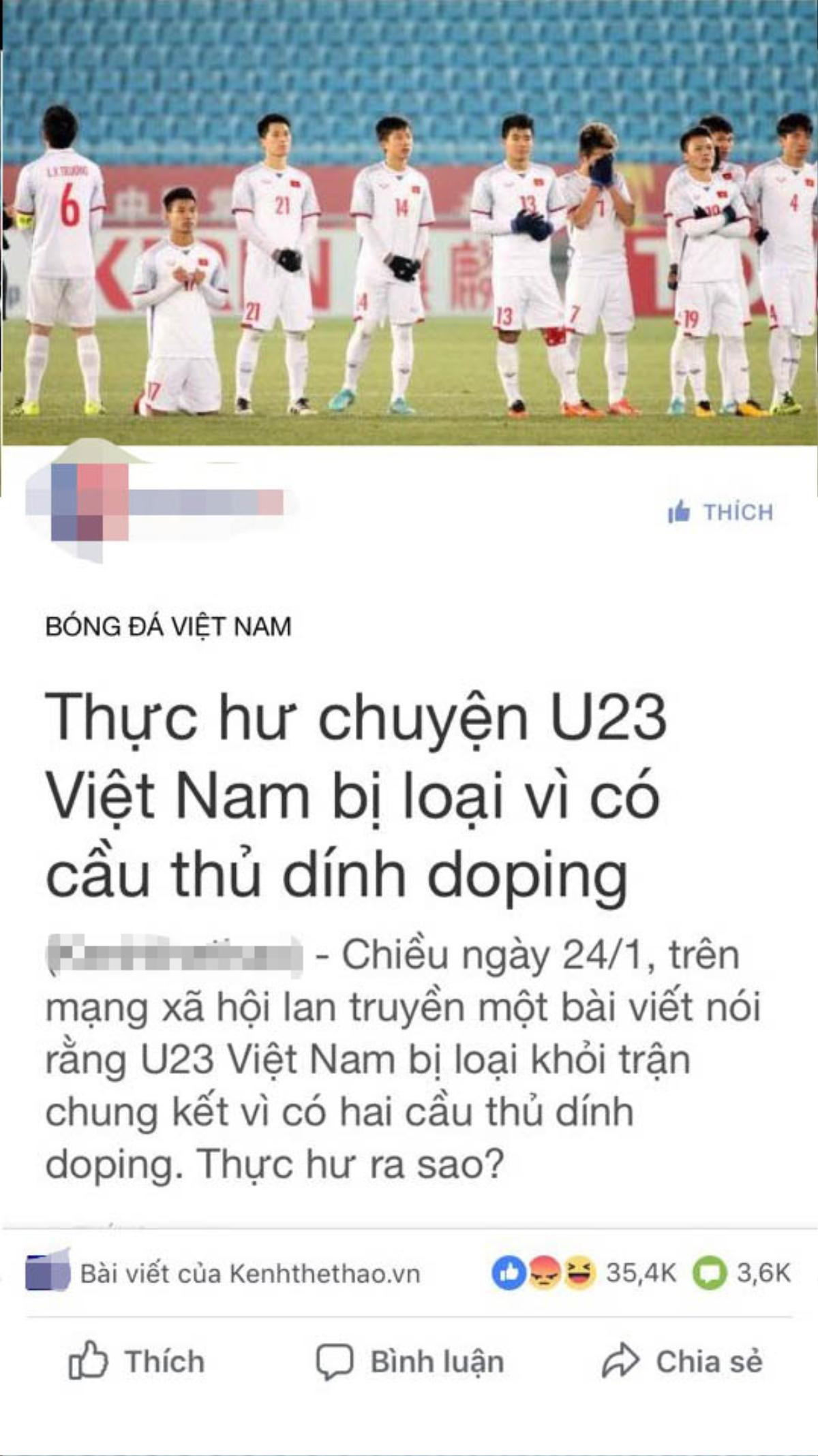 Sự thật về cầu thủ dính doping, U23 Việt Nam bị loại khỏi chung kết Ảnh 1