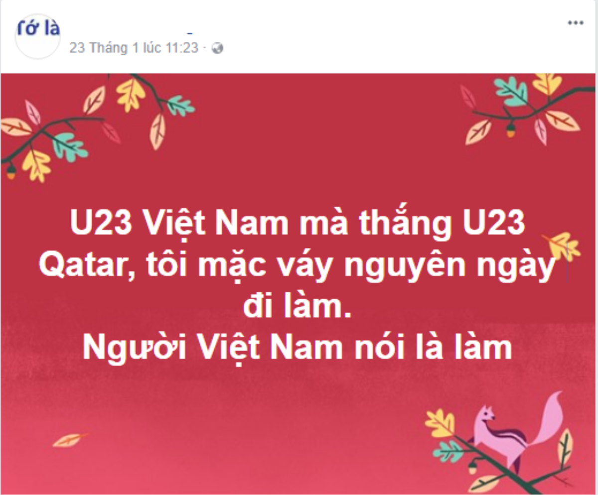 'Việt Nam nói là làm' - thanh niên mượn váy của vợ mặc đi làm sau trận thắng của tuyển U23 Ảnh 1