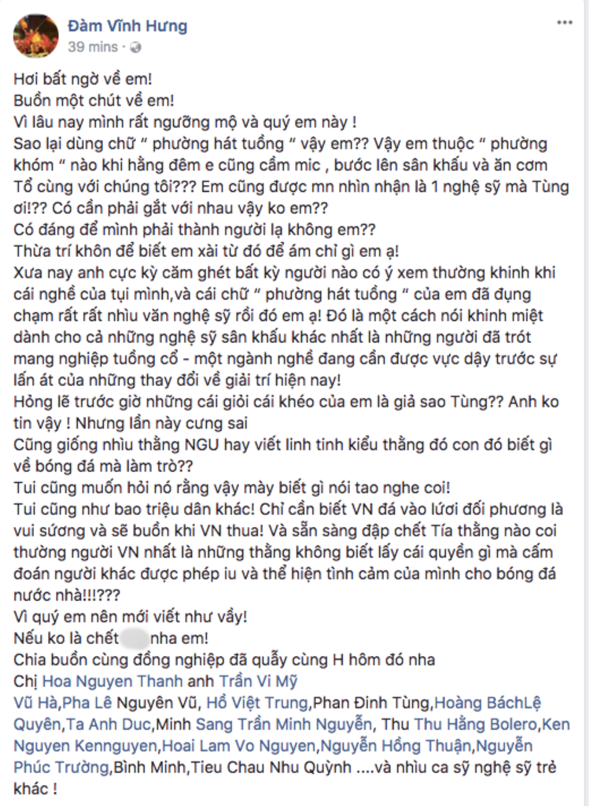 Mr. Đàm bức xúc khi MC Tùng Leo phát ngôn ‘phường hát tuồng bung xoã’ trong ngày vinh danh U23 Việt Nam Ảnh 2