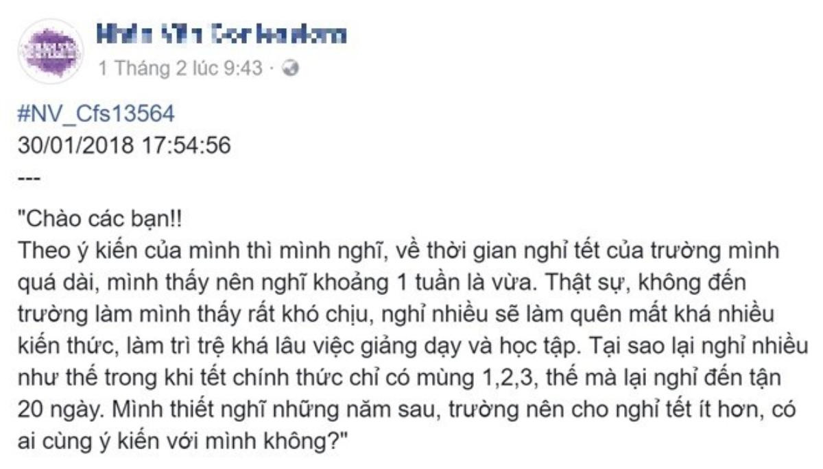 Sinh viên gây tranh cãi vì phản đối lịch nghỉ Tết của trường quá dài ngày Ảnh 2