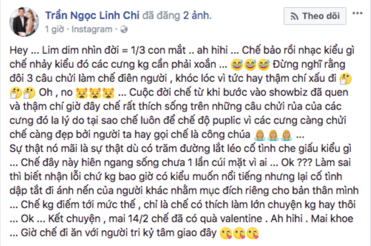 Hậu 'tố' vợ cũ Lâm Vinh Hải, Linh Chi khoe hình bên 'tri kỷ' Lâm Vinh Hải nhân 14/2 Ảnh 3