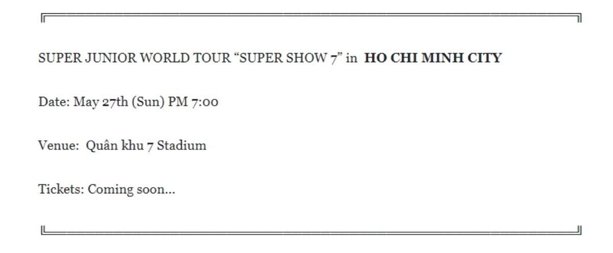 Xôn xao tin world tour của Super Junior sẽ ‘hạ cánh’ SVĐ Quân khu 7 vào tháng 5 Ảnh 1