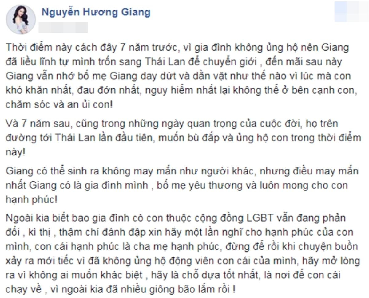 Sau 7 năm day dứt, bố mẹ Hương Giang Idol bay sang Thái Lan ủng hộ con thi hoa hậu chuyển giới Ảnh 2