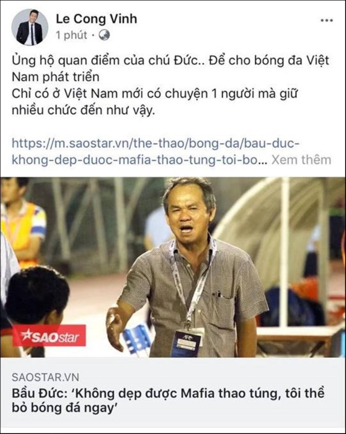 Công Vinh ủng hộ bầu Đức 'dẹp Mafia thao túng bóng đá Việt Nam' Ảnh 1