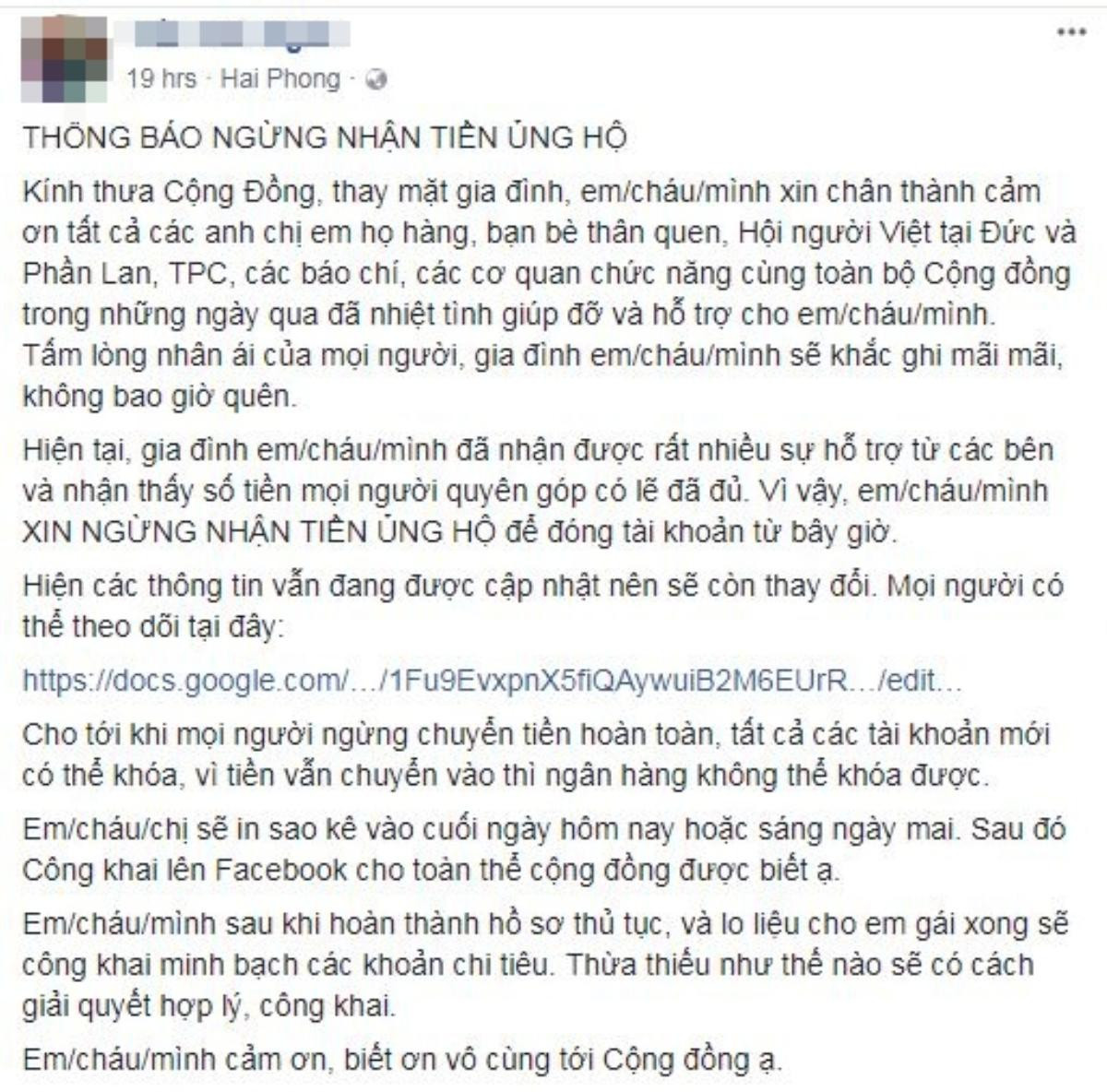 Tiền ủng hộ quá nhiều, gia đình nữ du học sinh tử vong tại Đức xin ngừng nhận hỗ trợ Ảnh 1