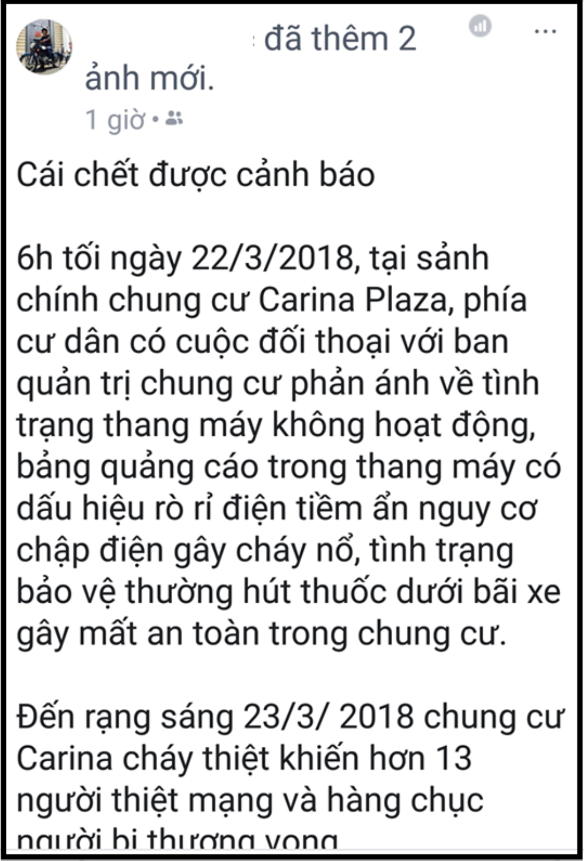 Vụ cháy ở Carina Plaza đã được báo trước bởi chính những cư dân của chung cư? Ảnh 7