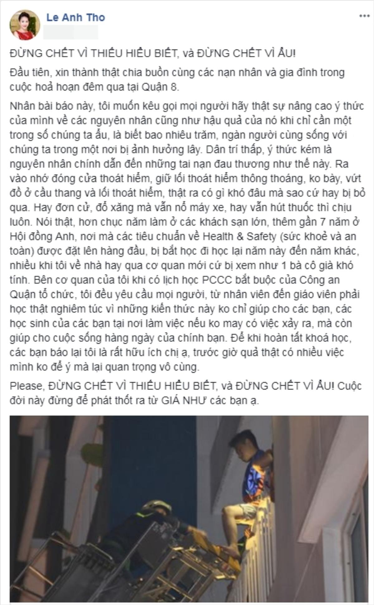 Sao Việt xót xa, chia buồn cùng gia đình những nạn nhân trong vụ hỏa hoạn chung cư Carina Ảnh 10