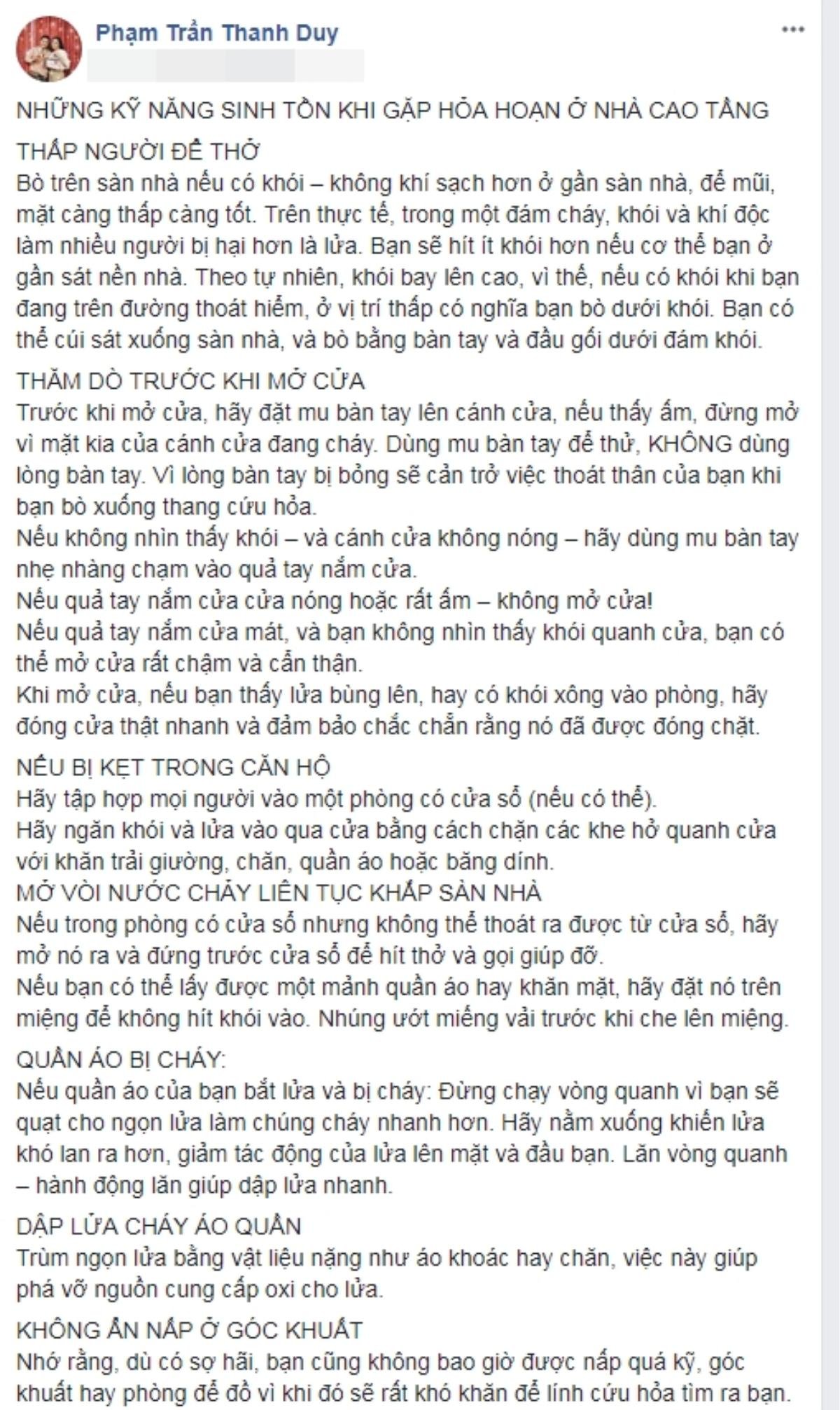 Sao Việt xót xa, chia buồn cùng gia đình những nạn nhân trong vụ hỏa hoạn chung cư Carina Ảnh 6