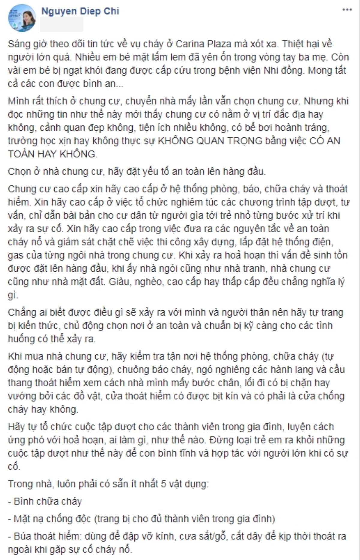 Sao Việt xót xa, chia buồn cùng gia đình những nạn nhân trong vụ hỏa hoạn chung cư Carina Ảnh 12