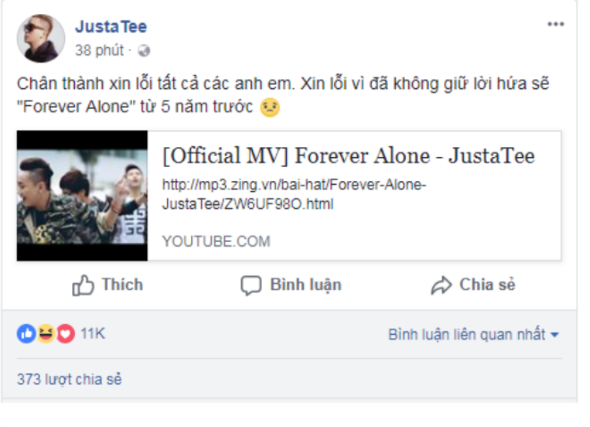 JustaTee đi lấy vợ, ấy thế mà ngày xưa còn hứa 'Forever Alone' Ảnh 1