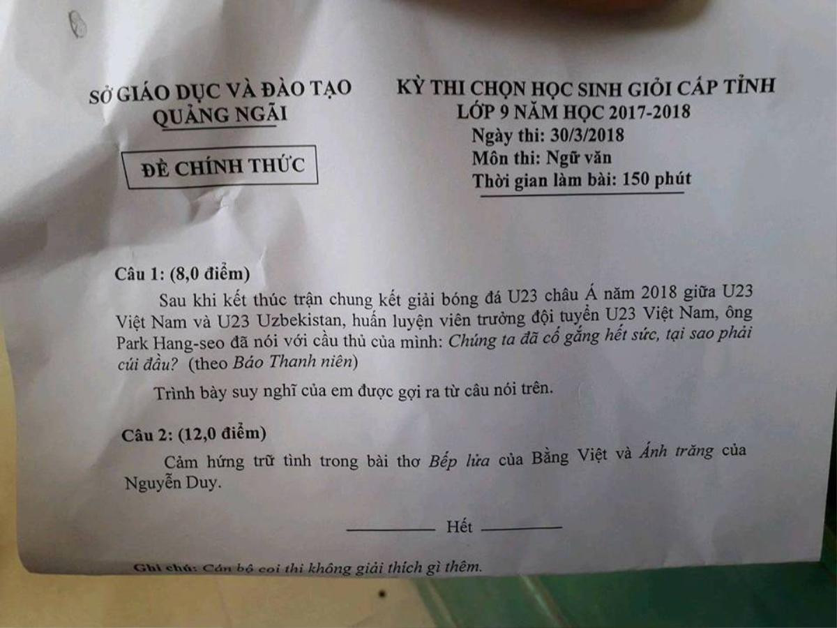 Câu nói để đời của HLV đình đám Park Hang-seo tiếp tục được đưa vào đề thi học sinh giỏi Văn Ảnh 1