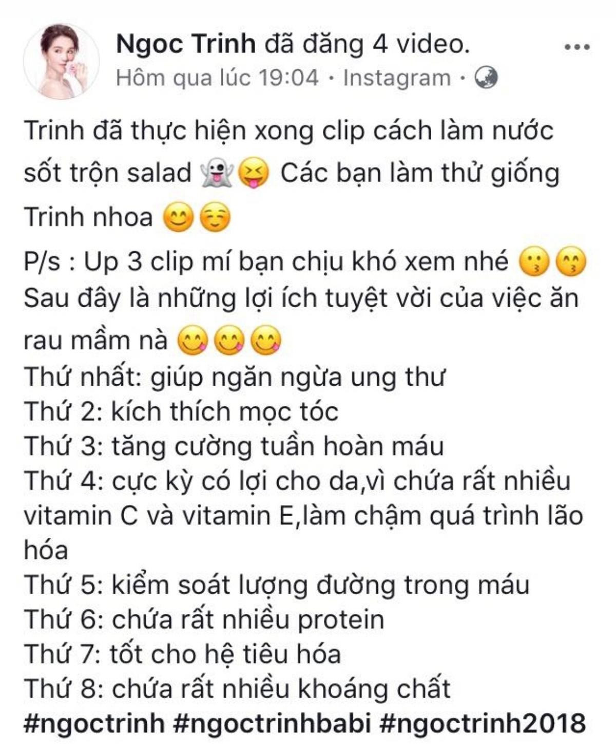 Ngọc Trinh đẹp 'từ đầu đến chân' chỉ nhờ vài bó rau mầm mỗi ngày Ảnh 1