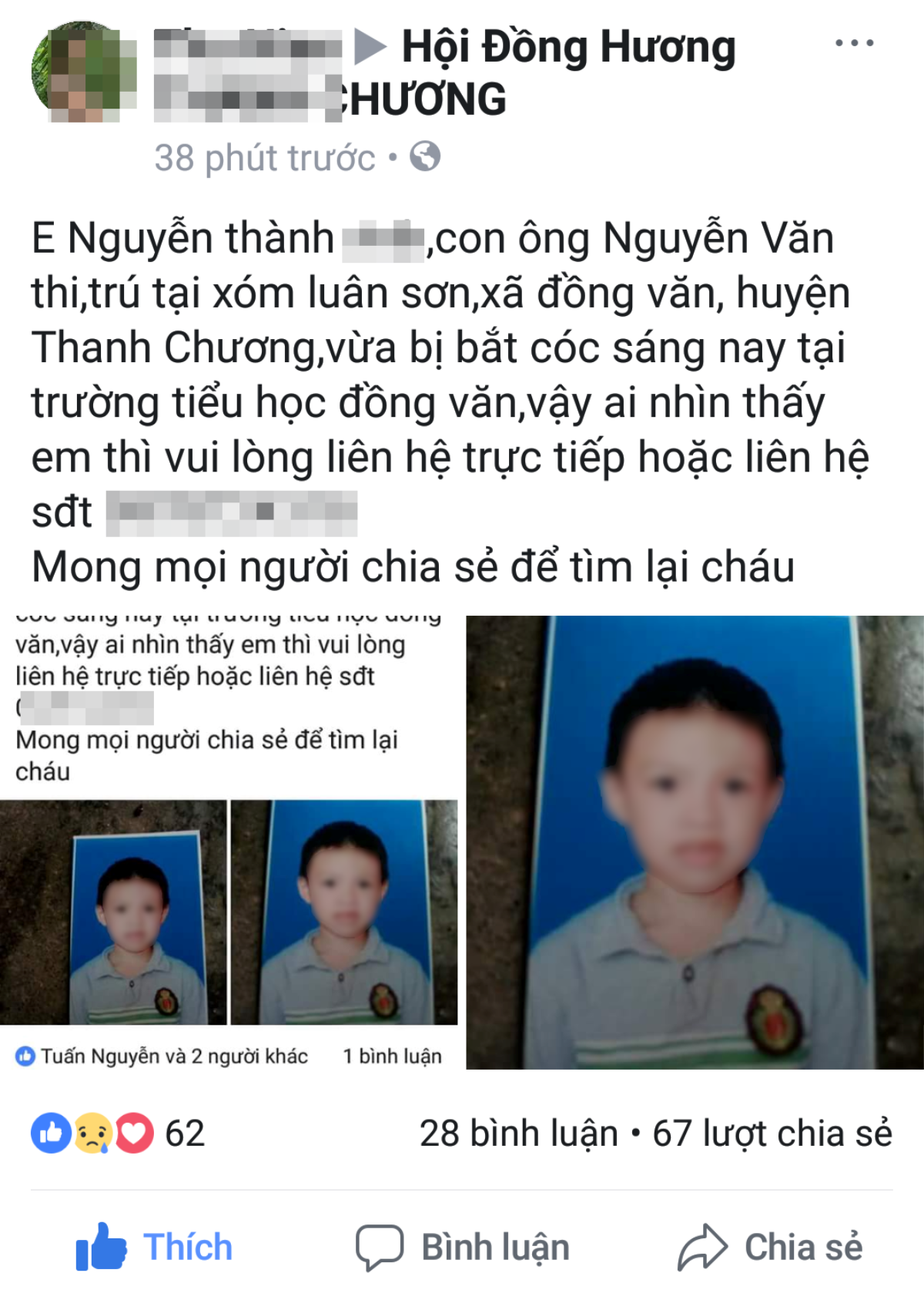 Thông tin một học sinh tiểu học ở Nghệ An bị bắt cóc chỉ là hiểu nhầm Ảnh 1