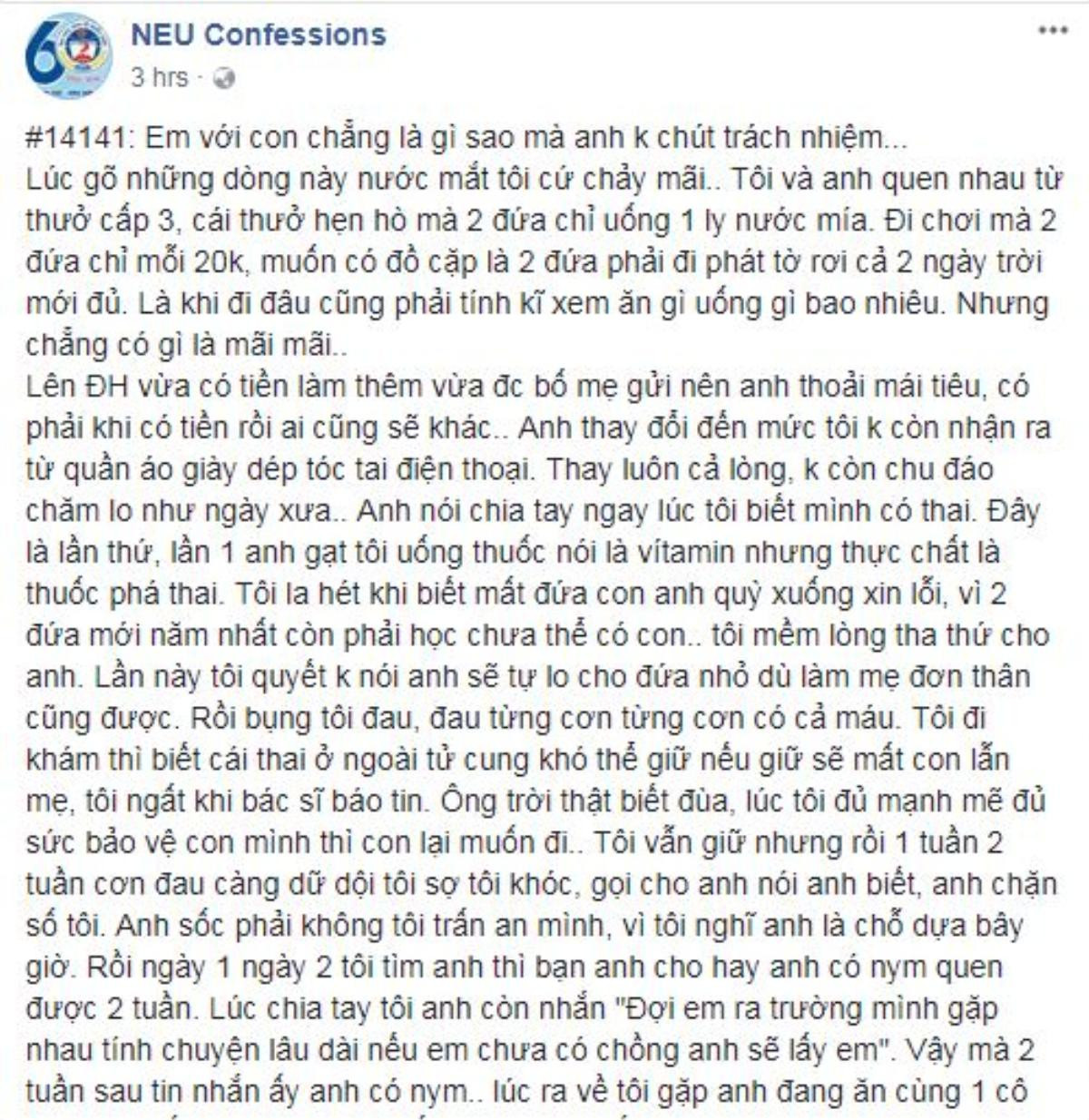 Nữ sinh bị người yêu lừa uống thuốc phá thai vì 'đang học năm nhất làm sao nuôi nổi con' Ảnh 1