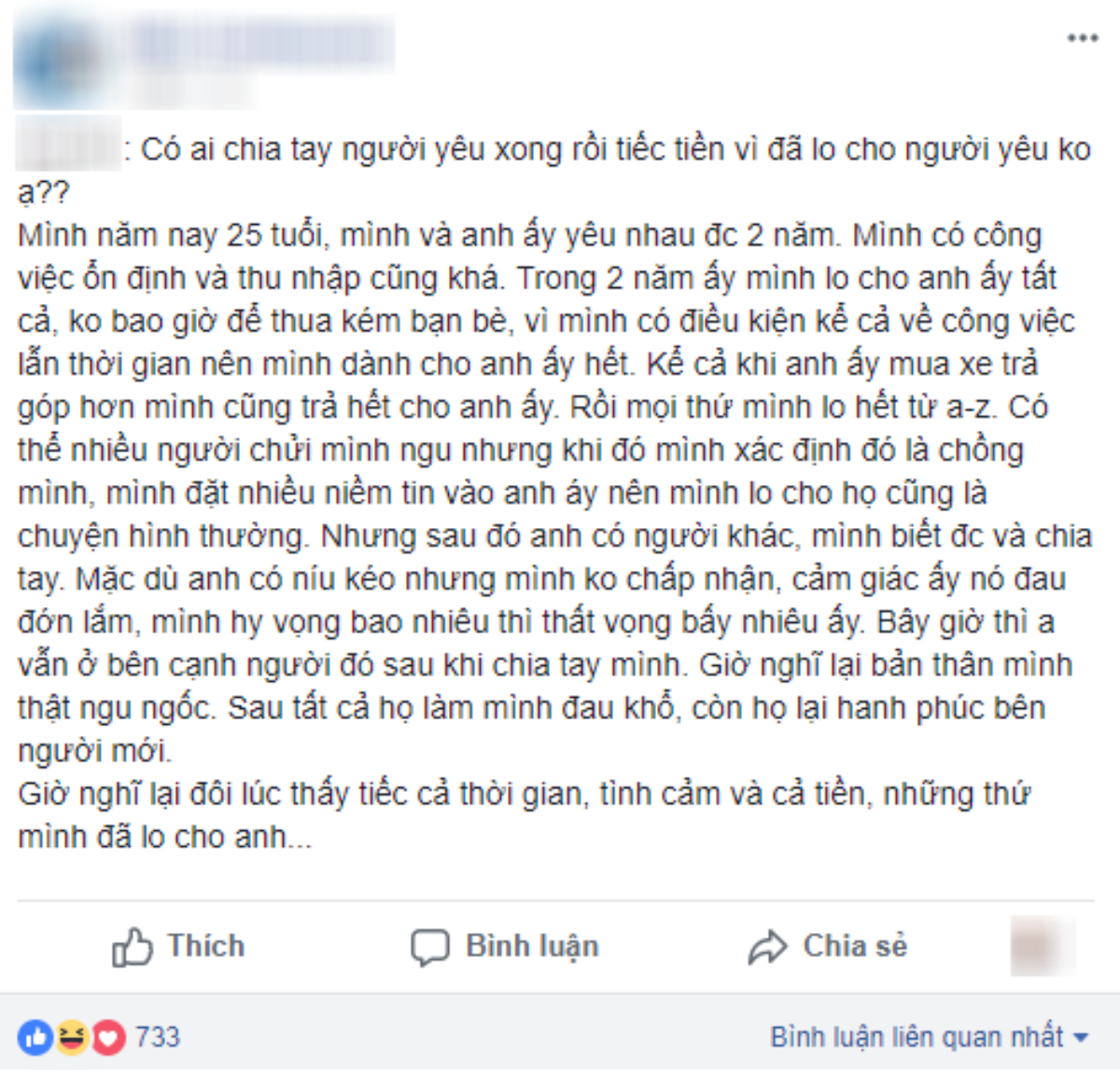 Hậu chia tay, cô nàng tiếc số tiền bỏ ra chăm lo cho người yêu chỉ để nhận lại… cặp sừng Ảnh 1