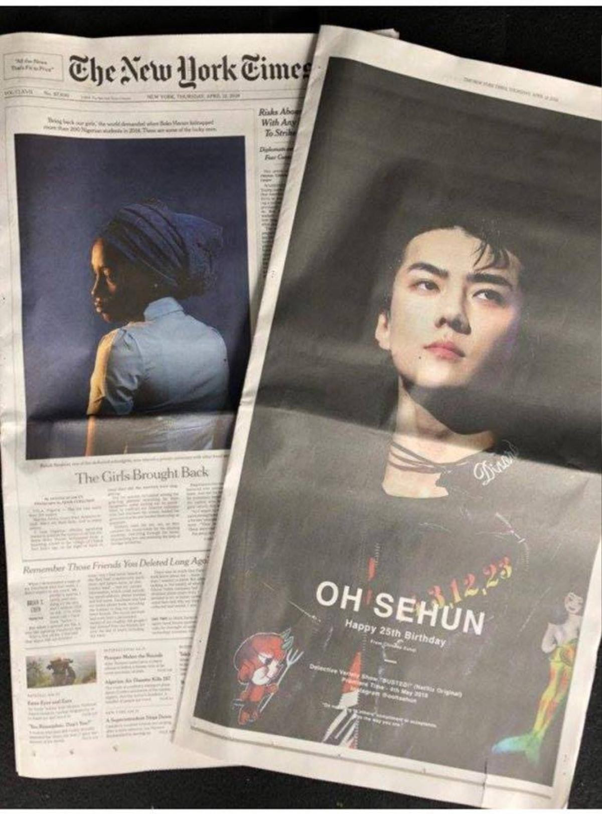 Fan chi tiền tỷ để Sehun (EXO) chiếm trọn 1 trang The New York Times mừng sinh nhật Ảnh 2