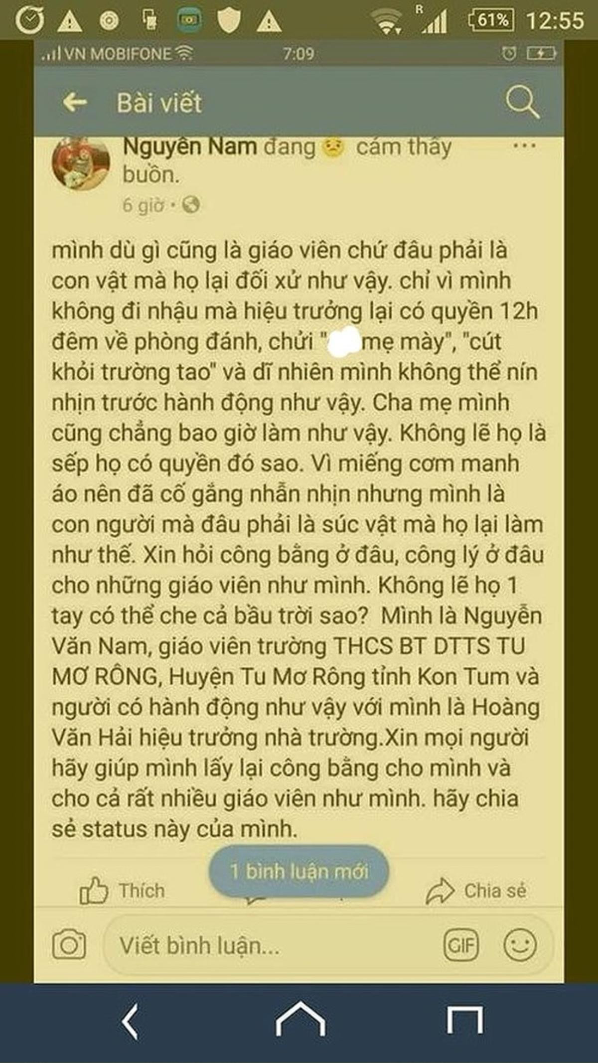 Từ chối đi nhậu, giáo viên bị hiệu trưởng đánh, đuổi 'cút khỏi trường tao' lúc nửa đêm Ảnh 1