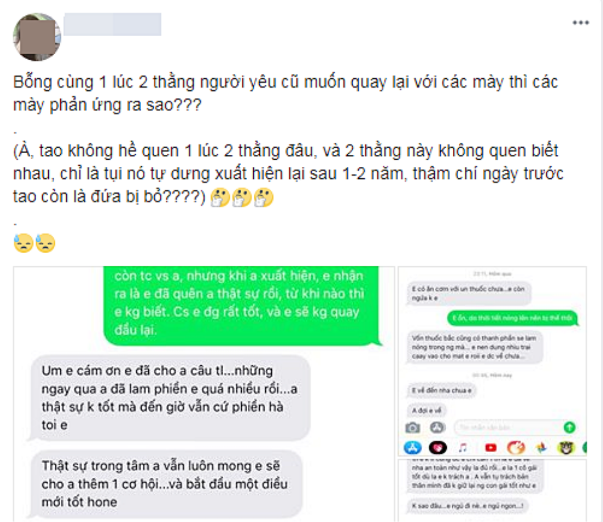 Bị người cũ 'đá' đã 2 năm có lẻ, bỗng một ngày đẹp trời cả dàn bạn trai cũ cùng nhắn tin xin quay lại Ảnh 1