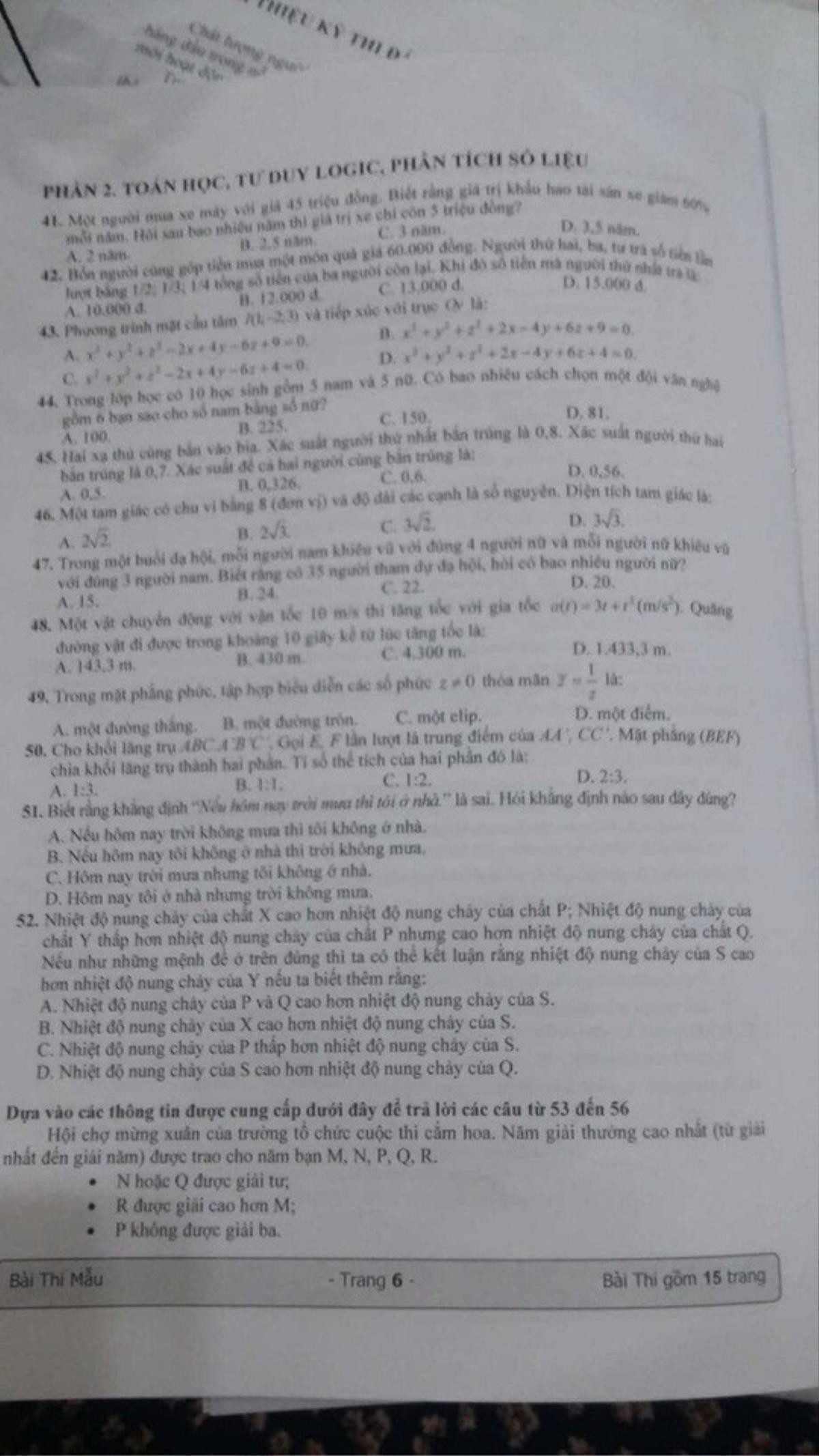 ĐH Quốc gia TP HCM công bố mẫu đề thi năng lực và phương án tuyển sinh năm học mới Ảnh 5