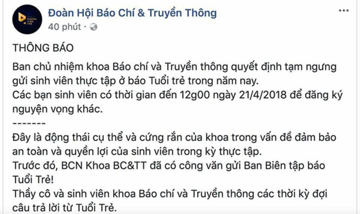 Nghi án nữ cộng tác viên bị xâm hại: Nhà trường và báo Tuổi Trẻ nói gì? Ảnh 3