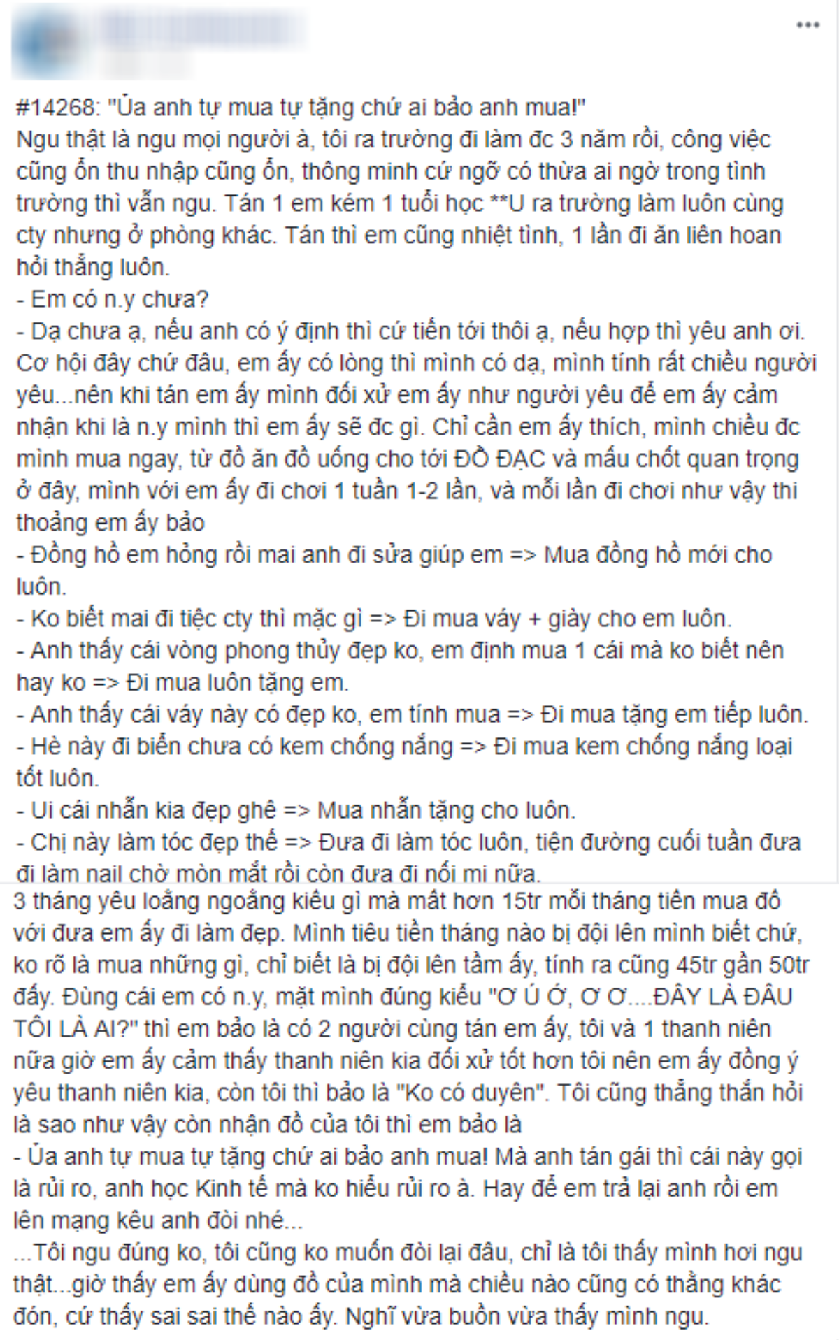 Thanh niên 'dại gái', ngỡ yêu 3 tháng tiêu hơn 45 triệu hóa ra lại là 'anh trai mưa' Ảnh 1