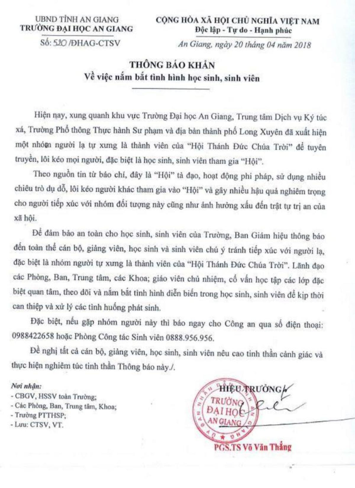 'Hội Thánh Đức Chúa Trời' hoành hành: Hàng loạt trường Đại học phát cảnh báo khẩn Ảnh 3