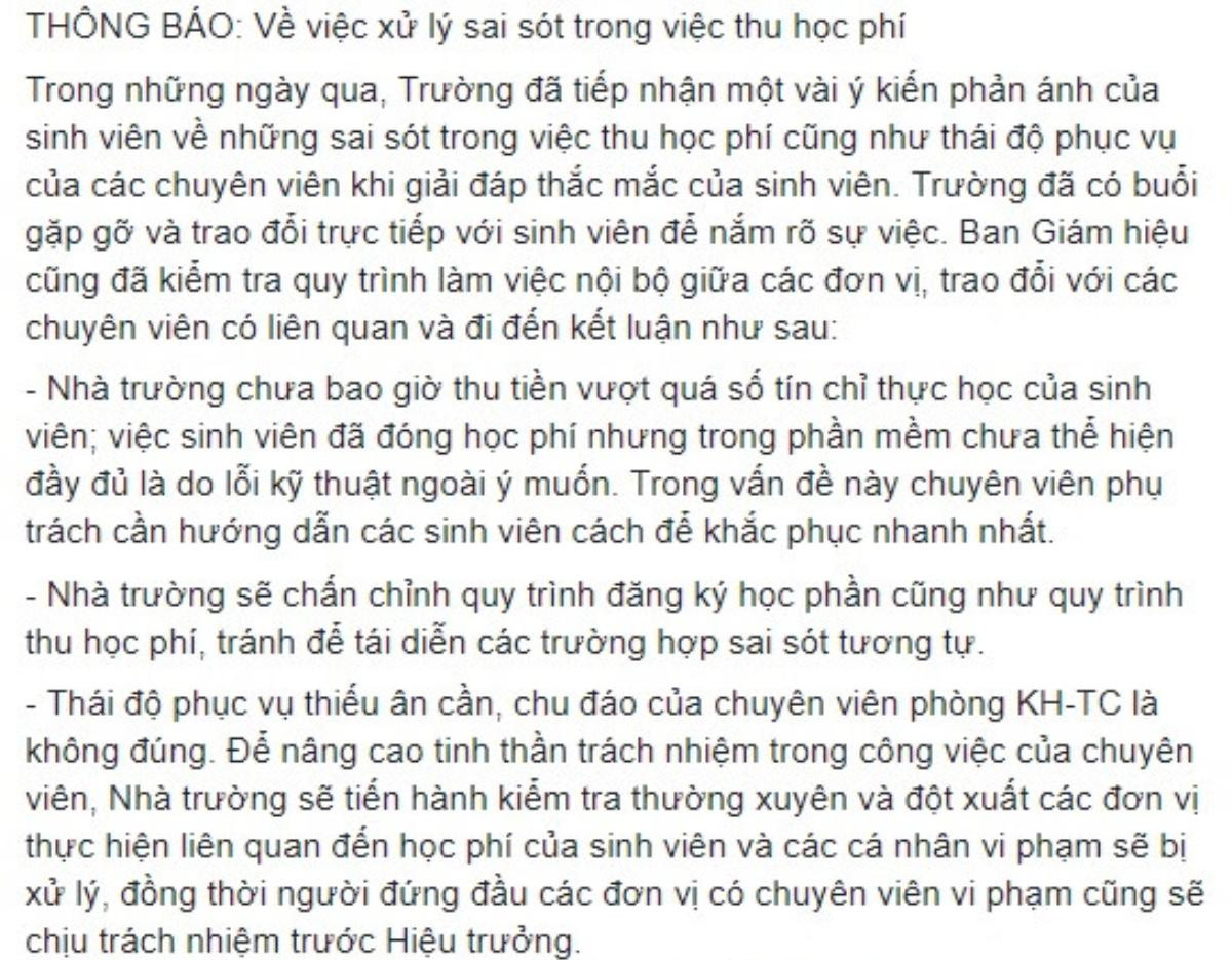 Trường Nhân văn TP.HCM khẳng định không thu học phí mập mờ Ảnh 1