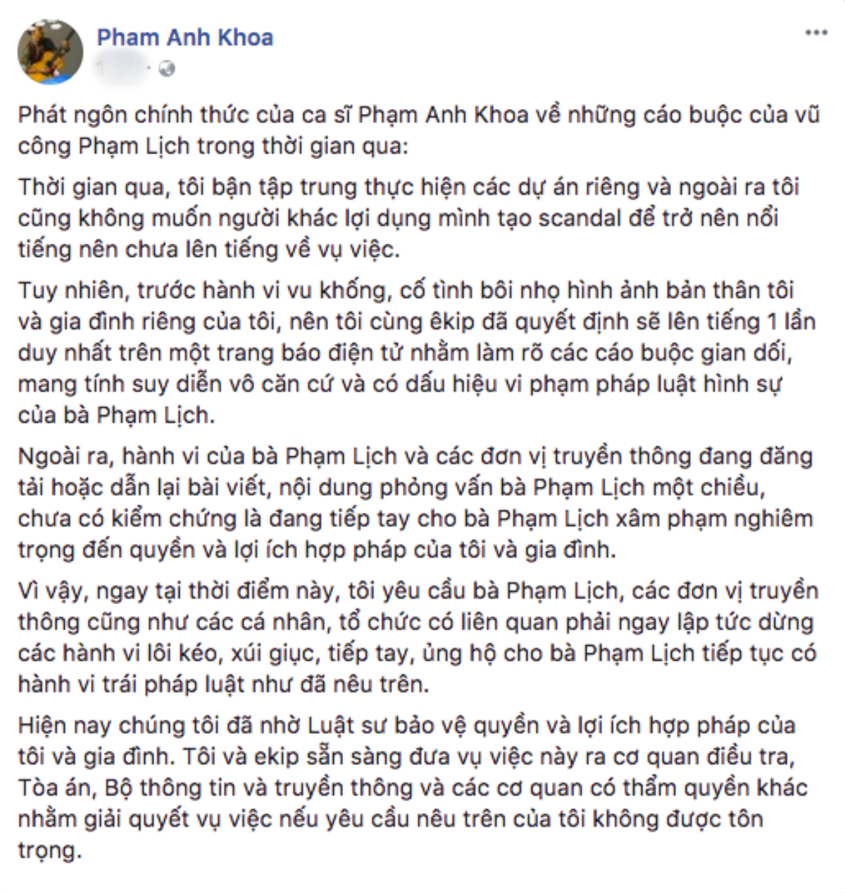 Phạm Anh Khoa chính thức lên tiếng giữa scandal 'gạ tình' Phạm Lịch Ảnh 1