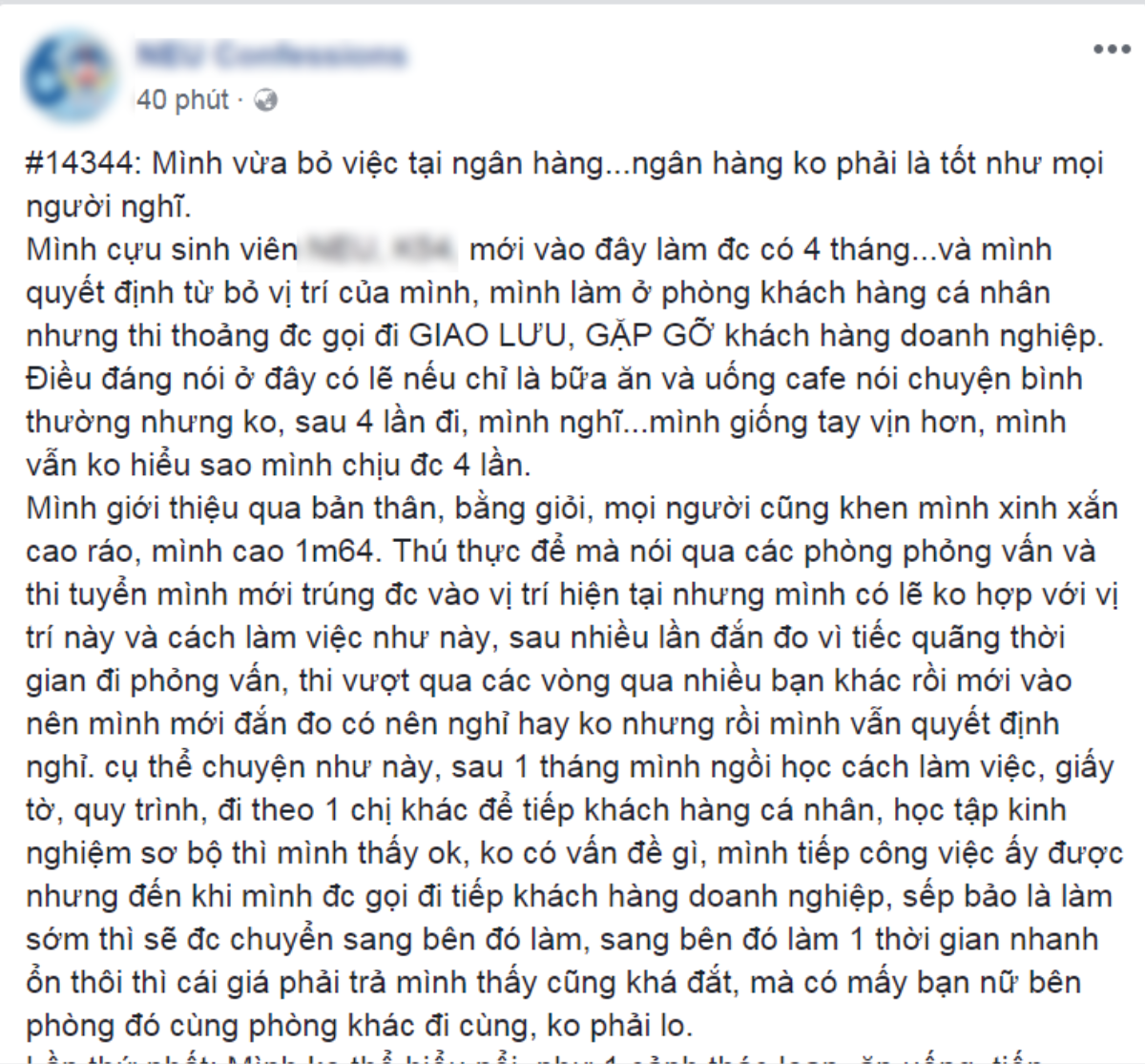 Tâm sự đắng lòng gửi sinh viên của cô gái phải bỏ việc ngân hàng vì nguyên nhân chua xót Ảnh 1