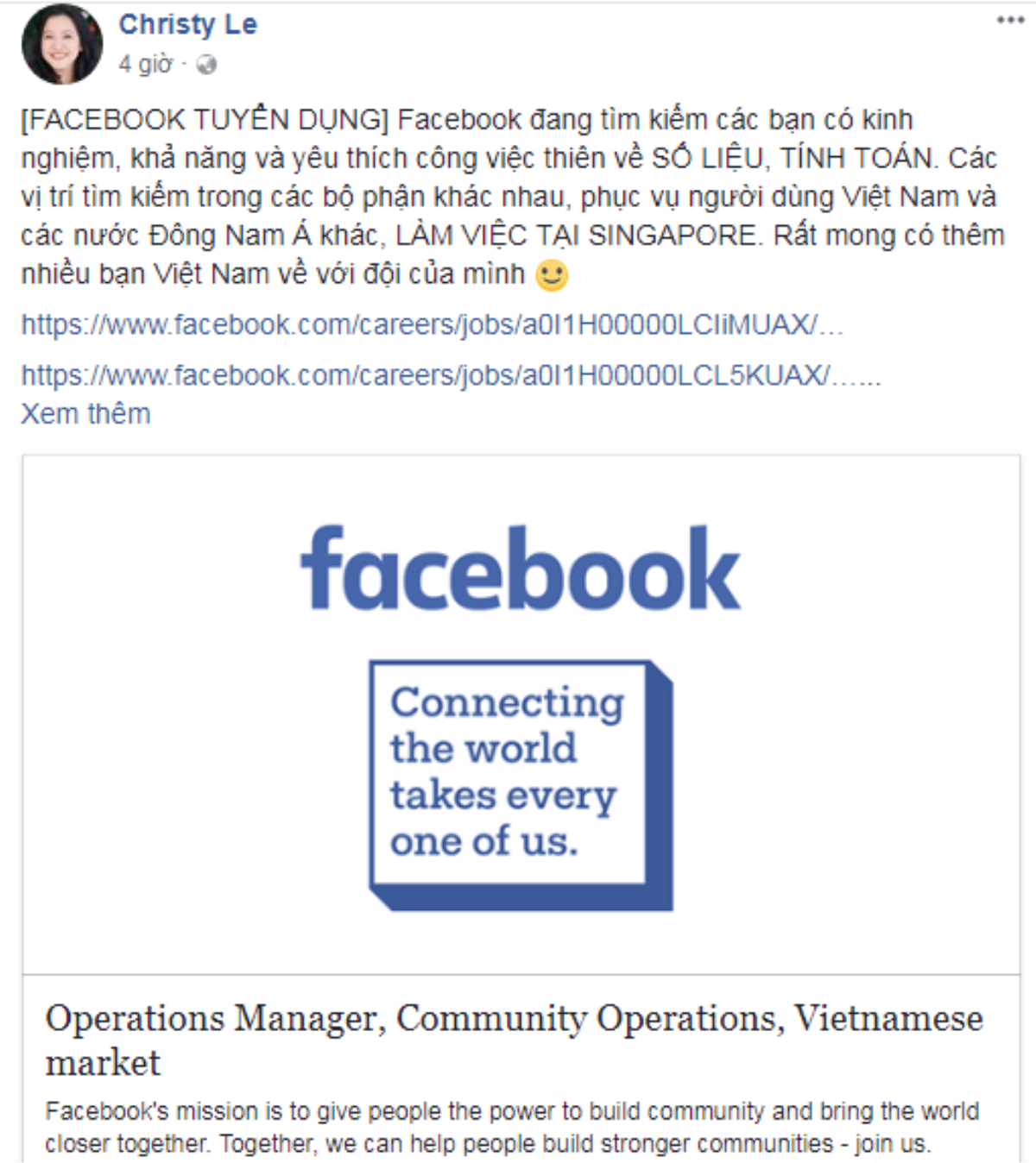 Facebook đăng tuyển nhân sự làm việc cho thị trường Việt Nam Ảnh 1