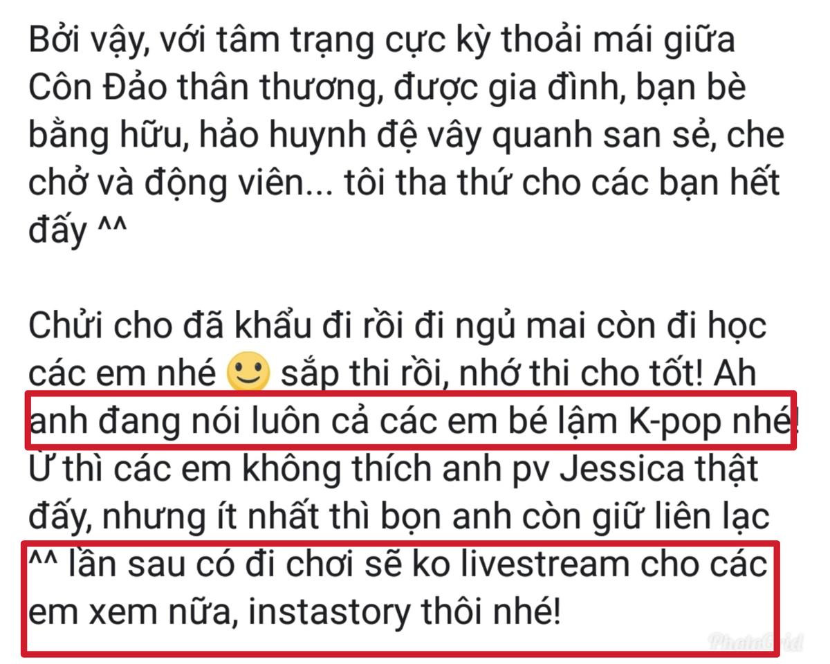 Rocker Nguyễn thách thức 'các bé lậm Kpop': 'Lần sau đi chơi với Jessica, anh sẽ không livestream cho các em xem nữa' Ảnh 2