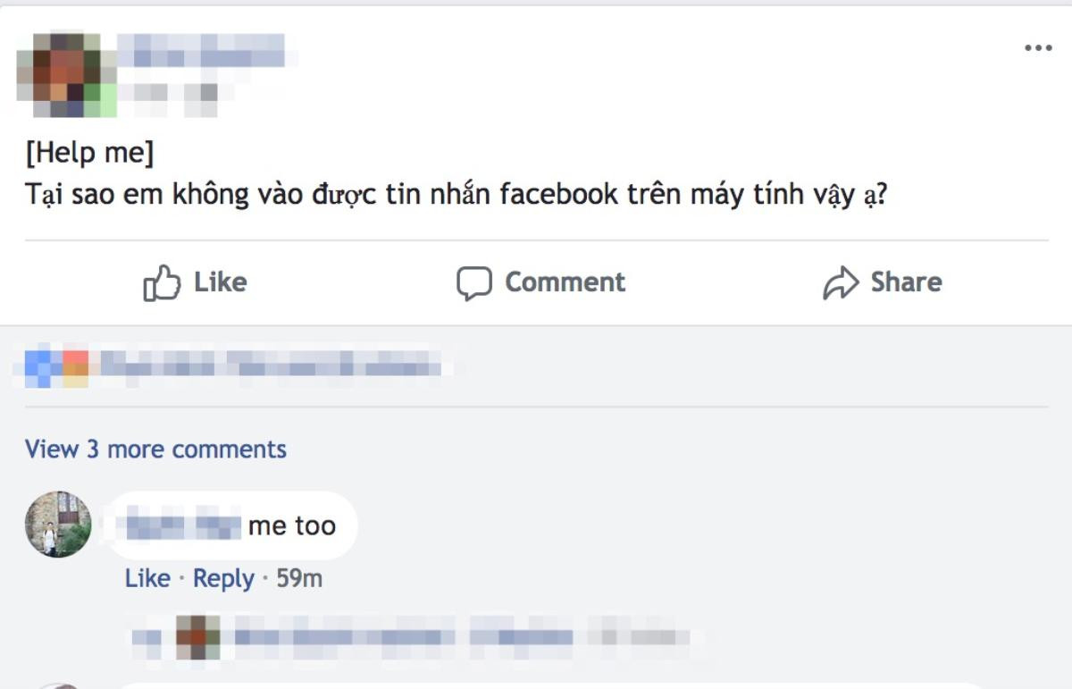 Facebook tại Việt Nam gặp lỗi lạ, không vào được tin nhắn trên máy tính Ảnh 1