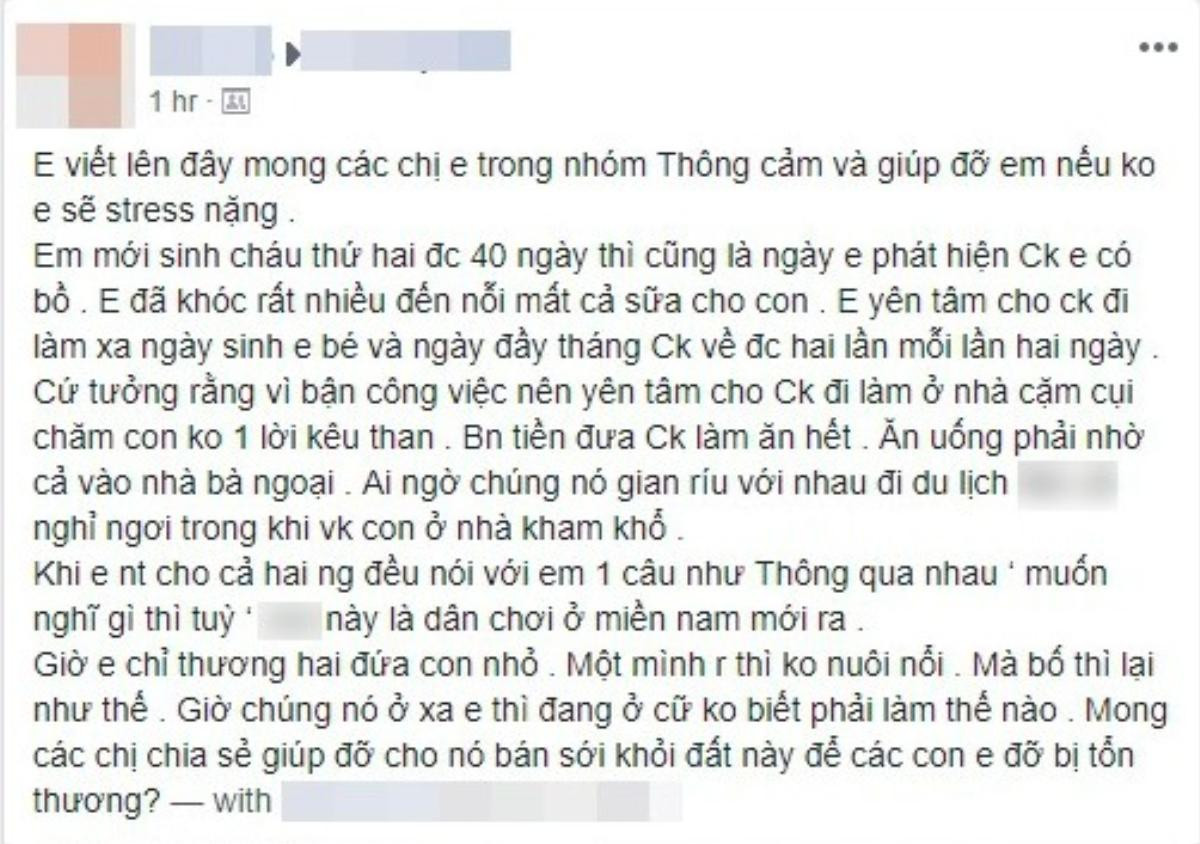 Dân mạng sôi sục vì chuyện vợ mới sinh được 40 ngày phát hiện chồng đi du lịch cùng cô gái lạ Ảnh 1