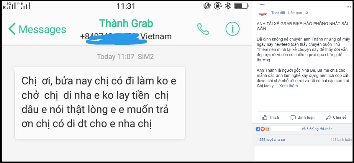 Bạn sẽ thấy ấm áp vô cùng khi đọc câu chuyện của anh tài xế Grabbike 'hào phóng nhất Sài Gòn' Ảnh 1