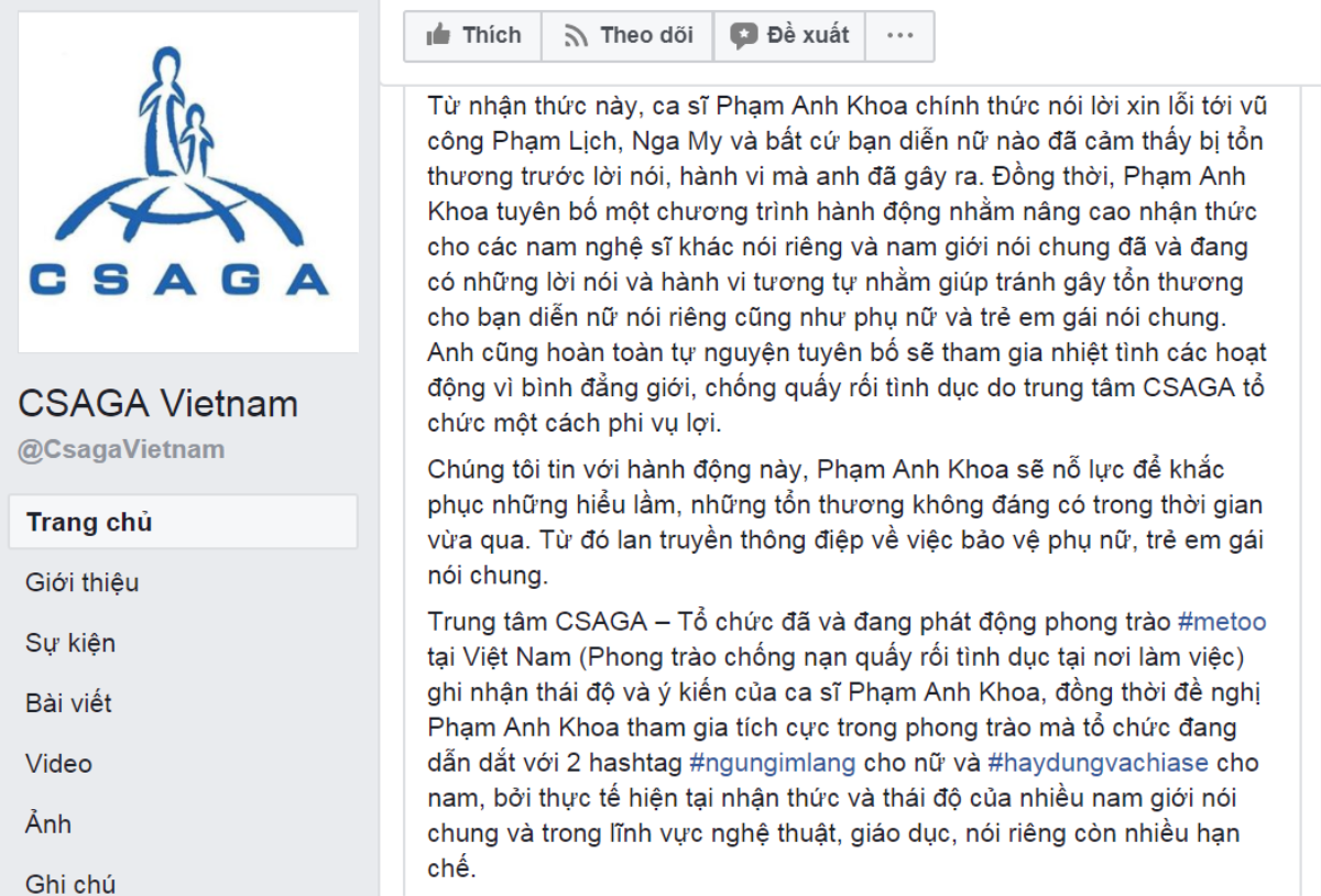 Phạm Anh Khoa vừa lên tiếng xin lỗi, dân mạng lại sôi sục khi CSAGA đứng về phía nam ca sĩ Ảnh 2