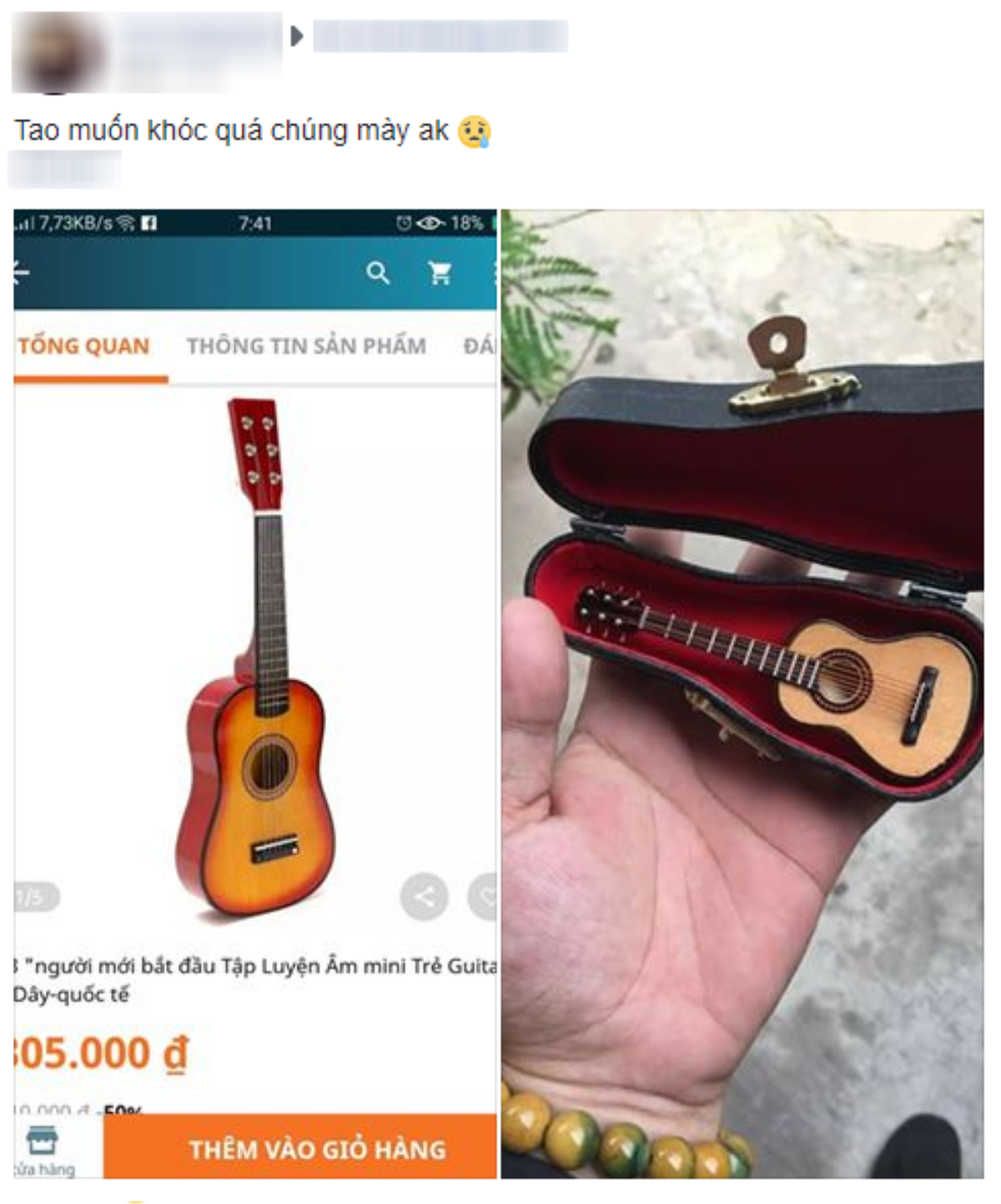 Đặt đàn guitar nào ngờ nhận được phiên bản 'mini của mini', anh chàng 'khóc cạn nước mắt' còn dân mạng cười rụng rốn Ảnh 1